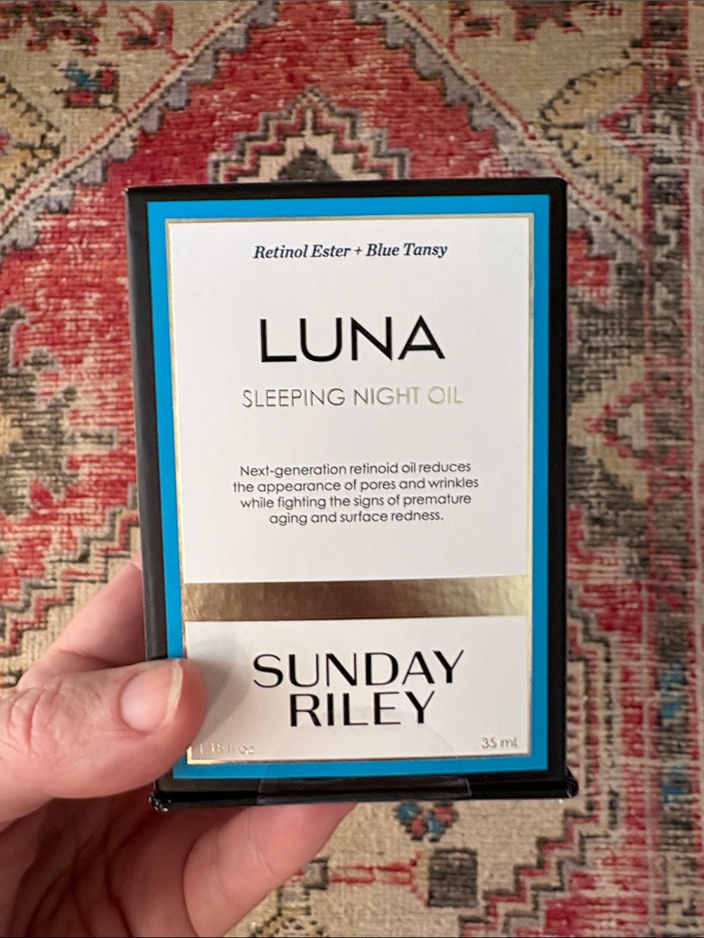 Sunday Riley LUNA Sleeping Night Oil - Blue, White & Gold Box